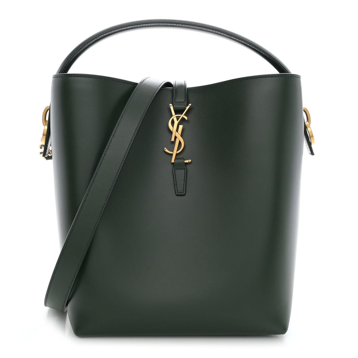 Saint Laurent Shiny Calfskin Le 37 Bucket Bag Vert Fonce 1 of 12