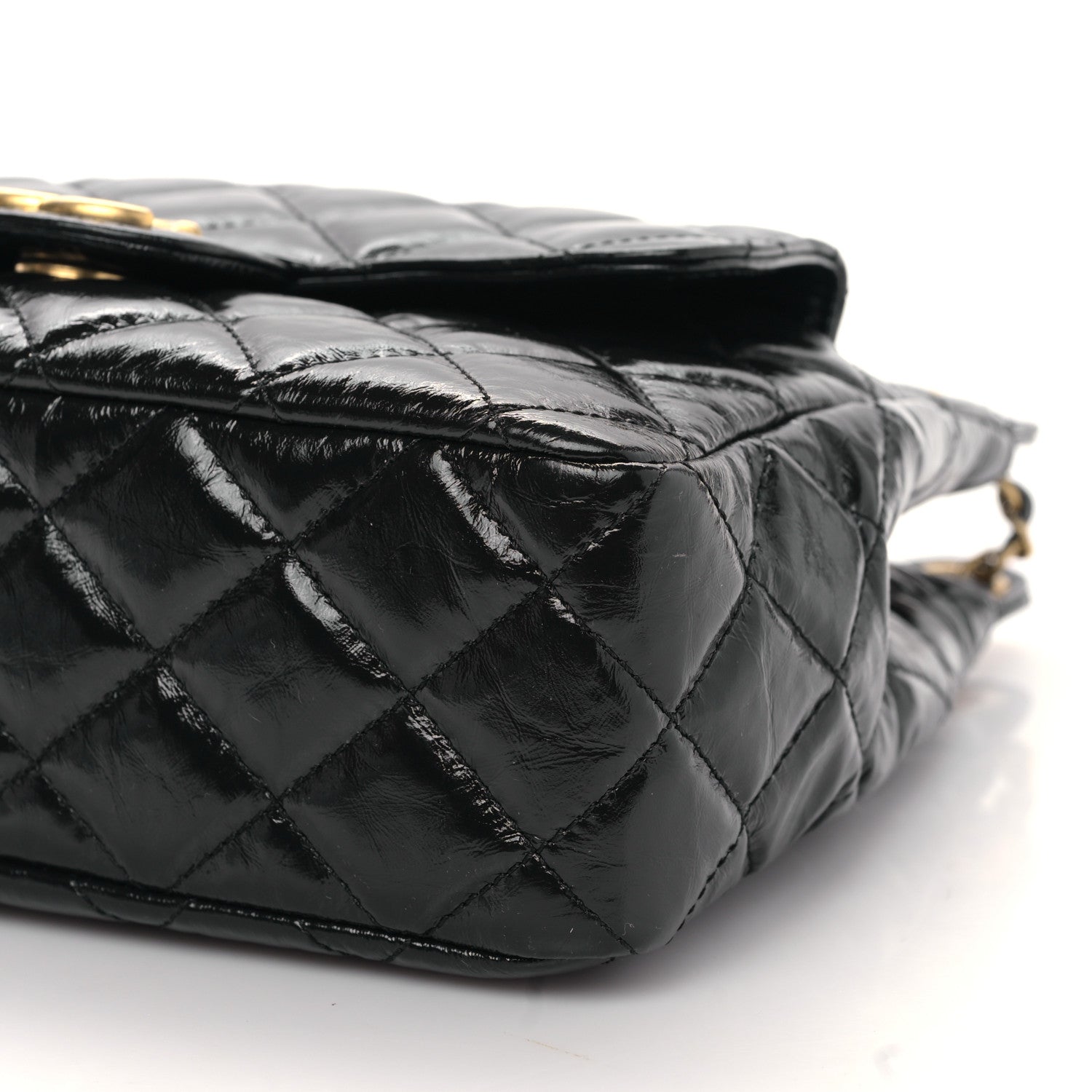 Chanel Shiny Crumpled Calfskin Quilted Wavy CC Hobo Black 9 of 9