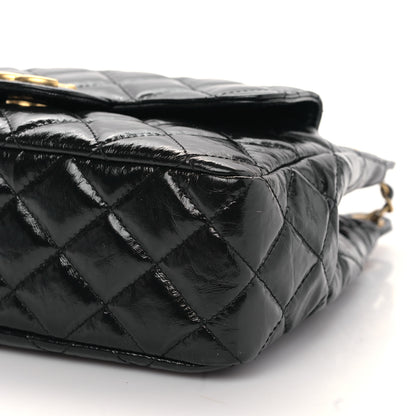 Chanel Shiny Crumpled Calfskin Quilted Wavy CC Hobo Black 9 of 9