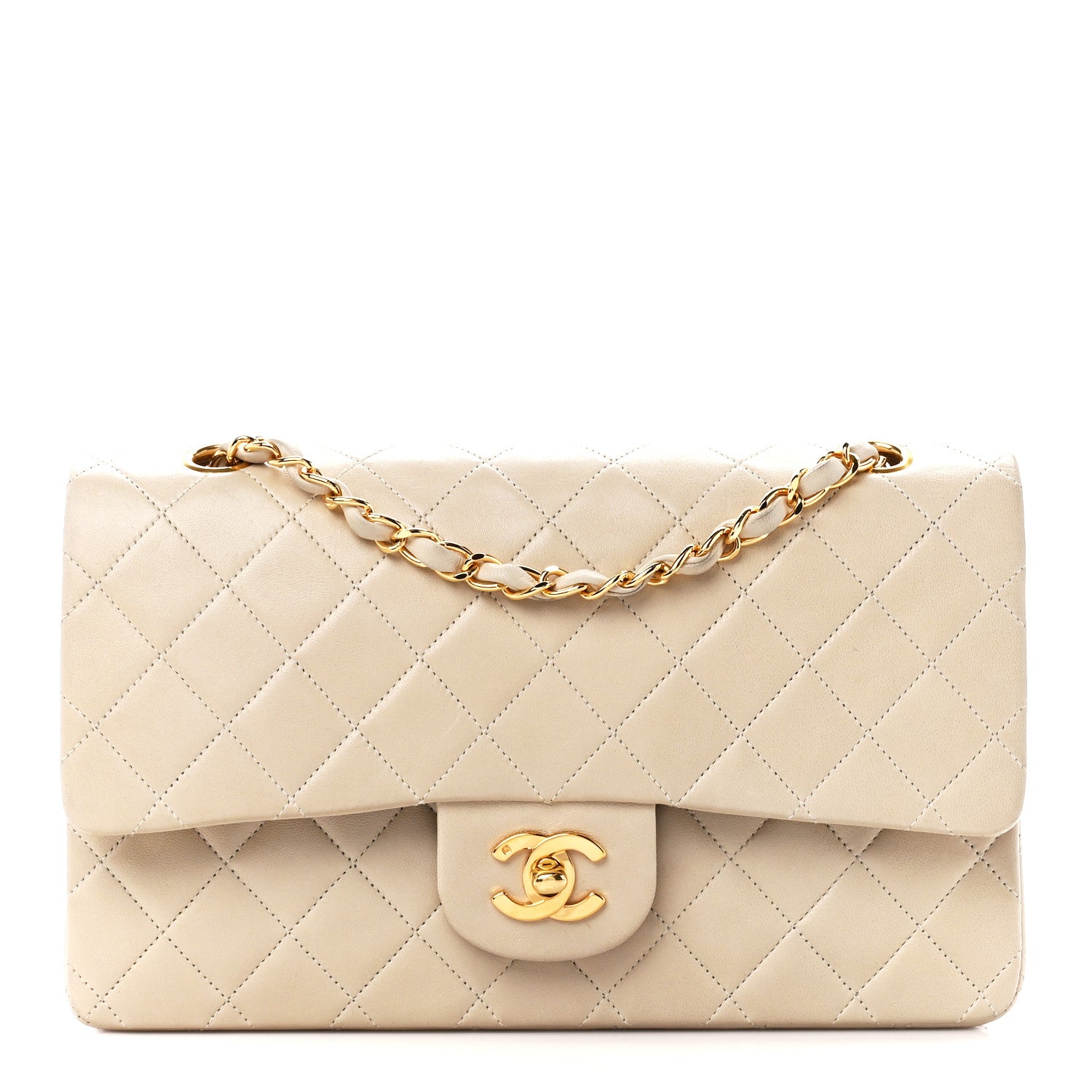 Chanel Lambskin Quilted Medium Double Flap Beige 1 of 11