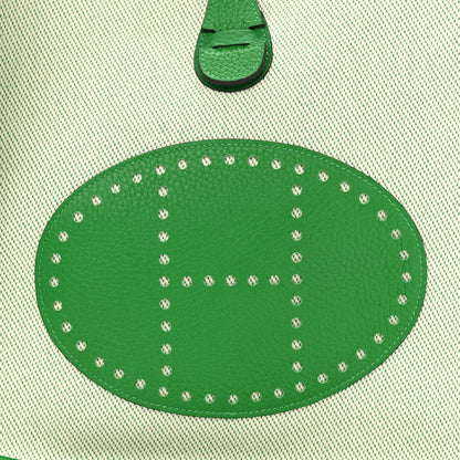 Hermes Toile Taurillon Clemence Evelyne III PM Bambou Ecru 8 of 10