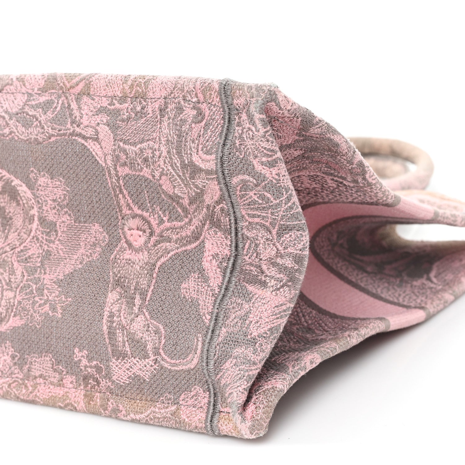 Christian Dior Canvas Embroidered Medium Dioriviera Toile De Jouy Book Tote Pink Grey 10 of 11