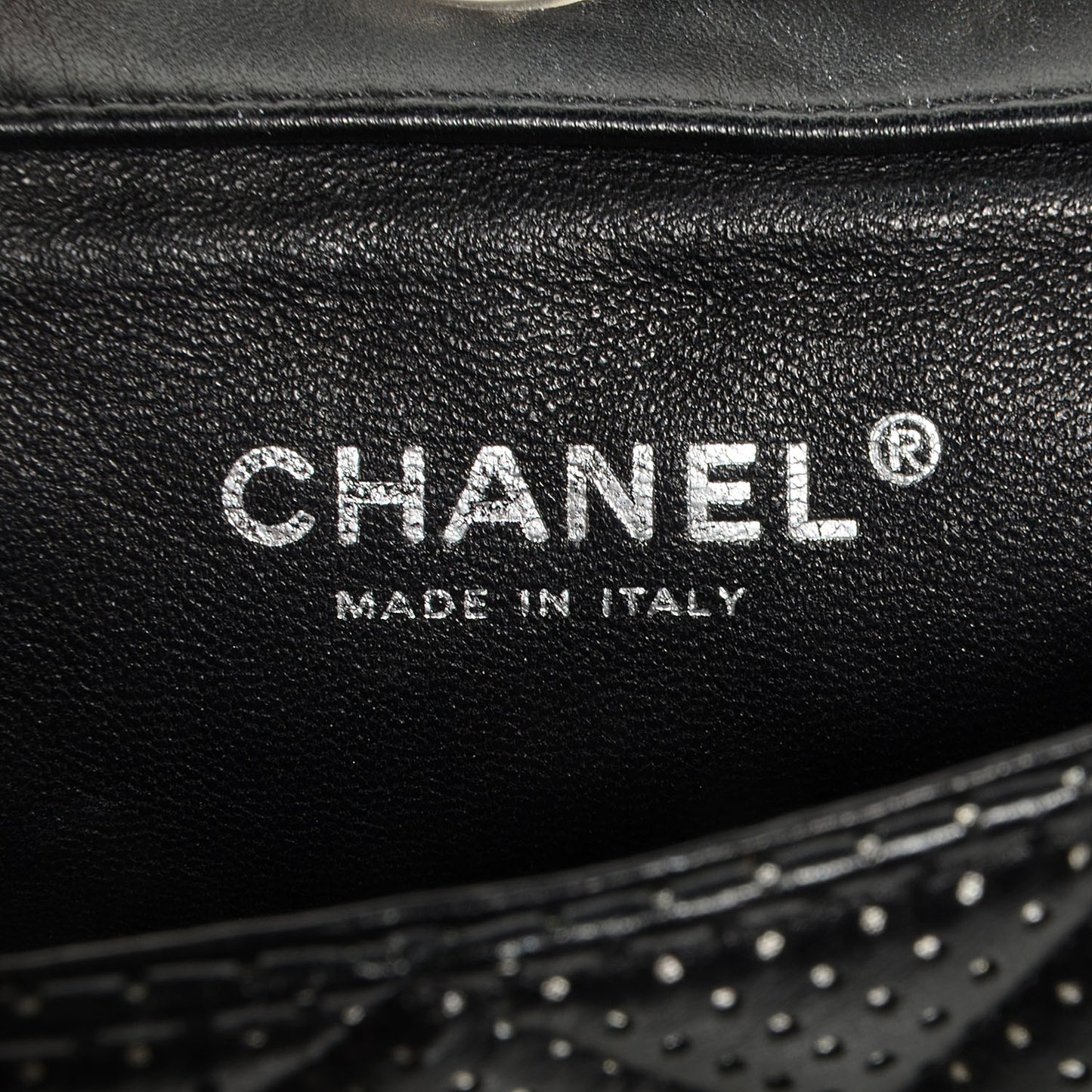 Lambskin Perforated Mini Flap Bag Black