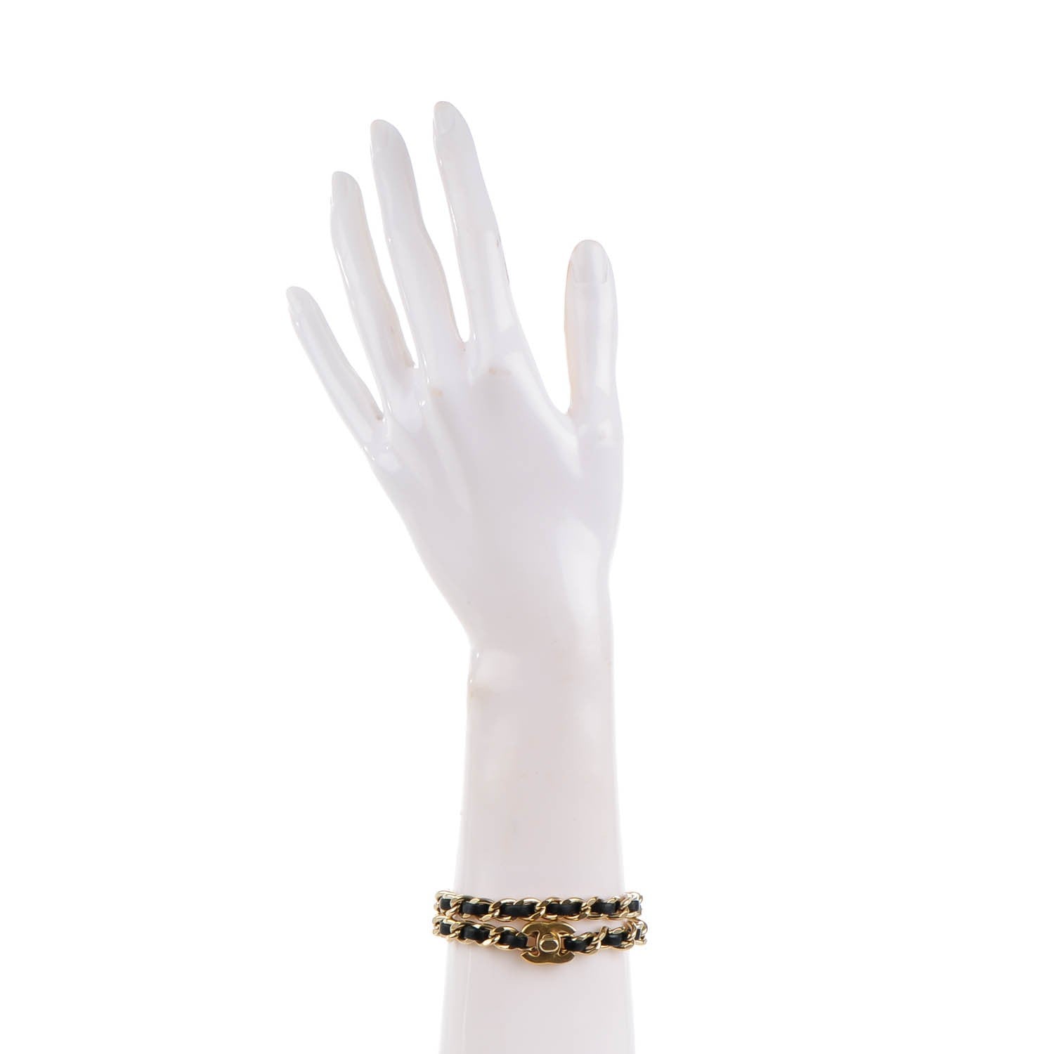 Chanel Lambskin CC Turnlock Double Chain Bracelet Black Gold 2 of 5