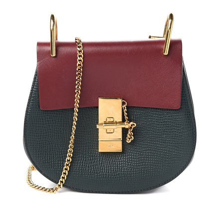 Chloe Grained Calfskin Lambskin Bi-Color Drew Shoulder Bag Plum Purple Green 1 of 9