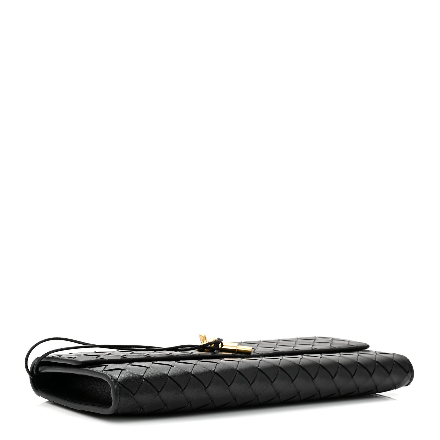 Nappa Intrecciato Long Andiamo Top Handle Clutch Black