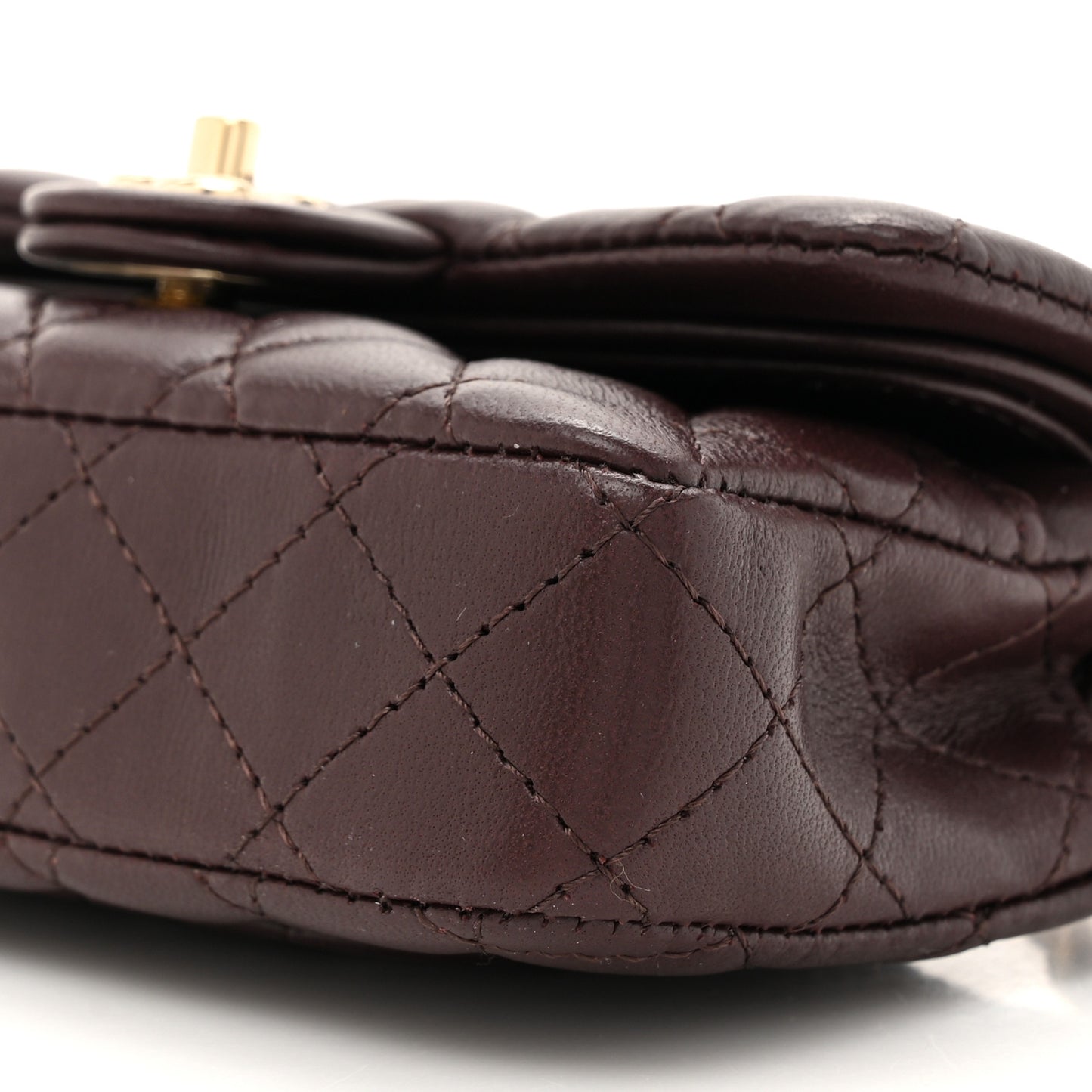 Lambskin Quilted Mini Double Flap With Hook Dark Brown