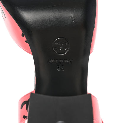 Chanel Lambskin Printed CC Sandals 39 Pink Black 6 of 13