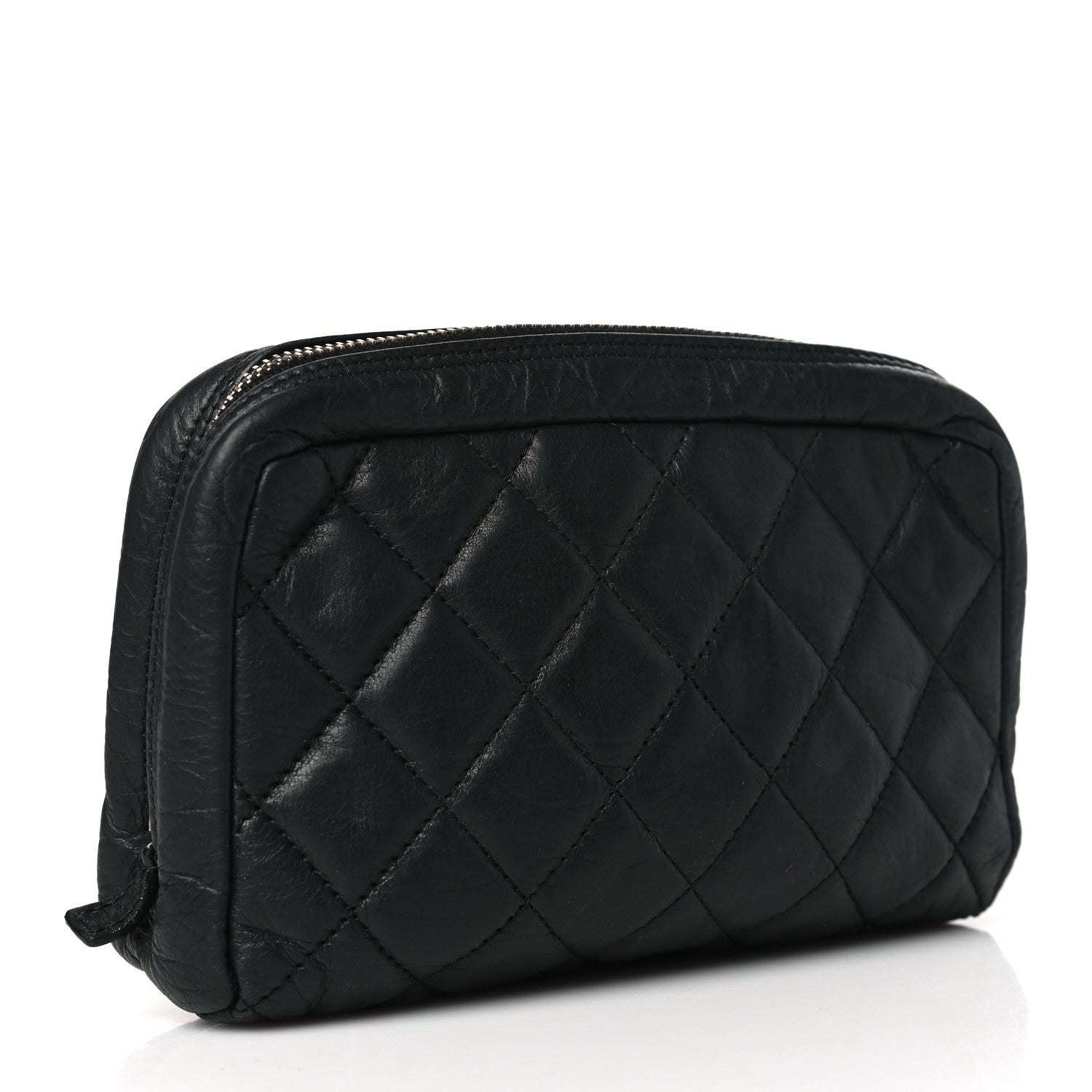 Chanel Aged Calfskin Quilted Cambon Cosmetic Case Black 3 of 10