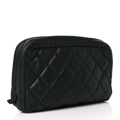 Chanel Aged Calfskin Quilted Cambon Cosmetic Case Black 3 of 10