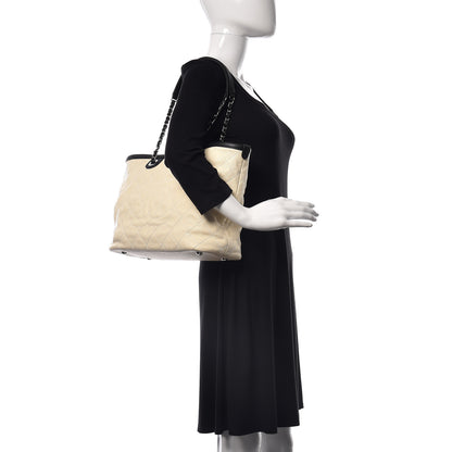 Chanel Grained Calfskin Quilted Small Daily Tote Dark White Black 2 of 16