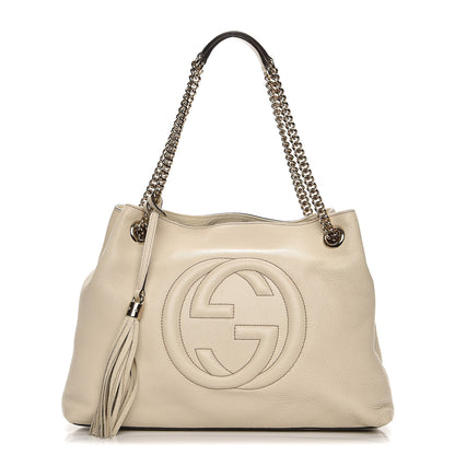 Gucci Pebbled Calfskin Medium Soho Chain Shoulder Bag Off White 1 of 7