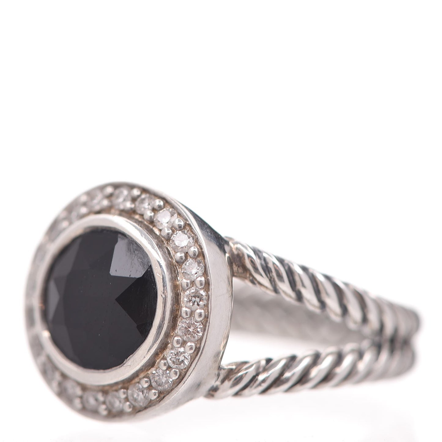 Sterling Silver Diamond Black Onyx 8mm Petite Cerise Ring 53 6.25