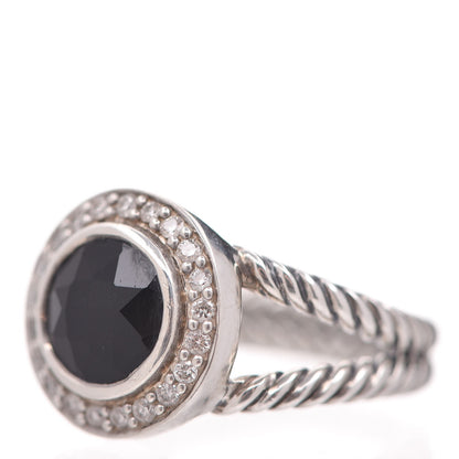 David Yurman Sterling Silver Diamond Black Onyx 8mm Petite Cerise Ring 53 6.25 3 of 5