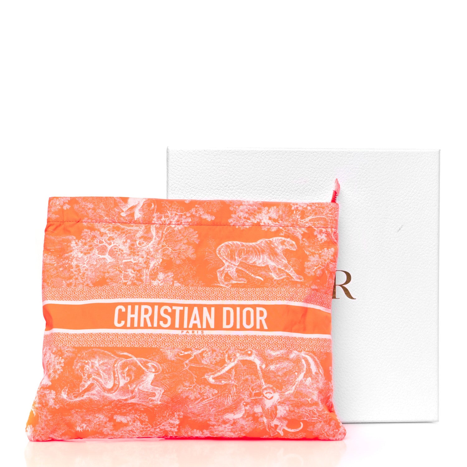 Christian Dior CHRISTIAN DIOR Embroidered Toile De Jouy Diortravel Zipped Pouch Orange 11 of 11