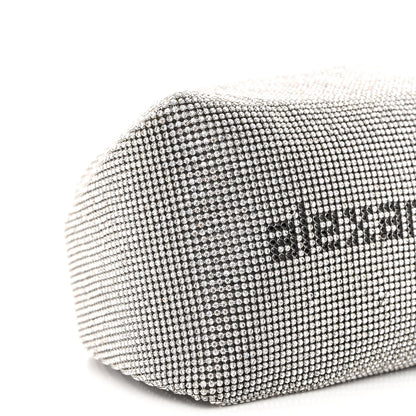 Alexander Wang Mesh Crystal Rhinestone Mini Scrunchie Clutch Black Silver 10 of 12