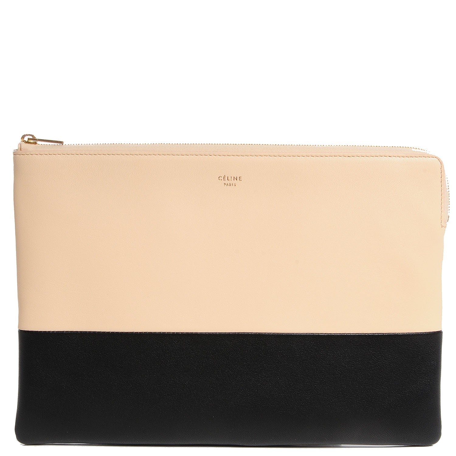Celine Smooth Lambskin Bi-Color Solo Clutch Pouch Black 1 of 9