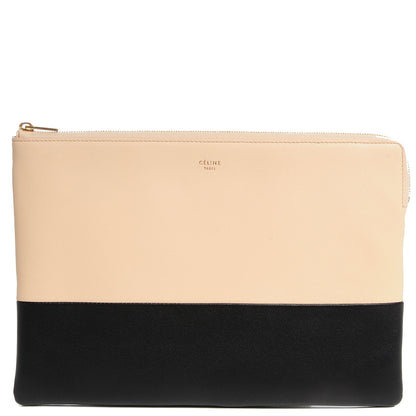 Celine Smooth Lambskin Bi-Color Solo Clutch Pouch Black 1 of 9