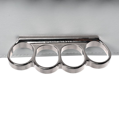Alexander McQueen Smooth Calfskin Four Ring Knuckle Mini Chain Clutch White 6 of 8