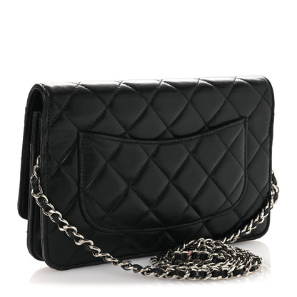 Chanel Lambskin Quilted Wallet On Chain WOC Black 3 of 14