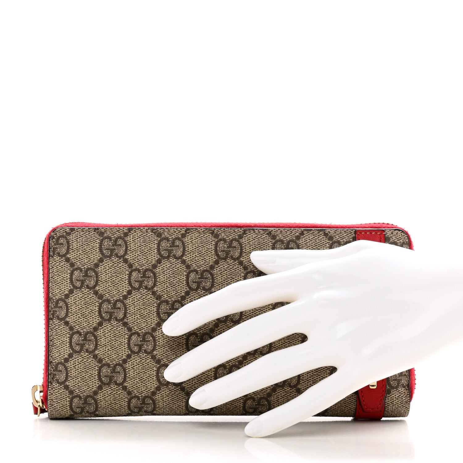 Gucci GG Supreme Monogram Nice Zip Around Wallet Tabasco Red 2 of 9