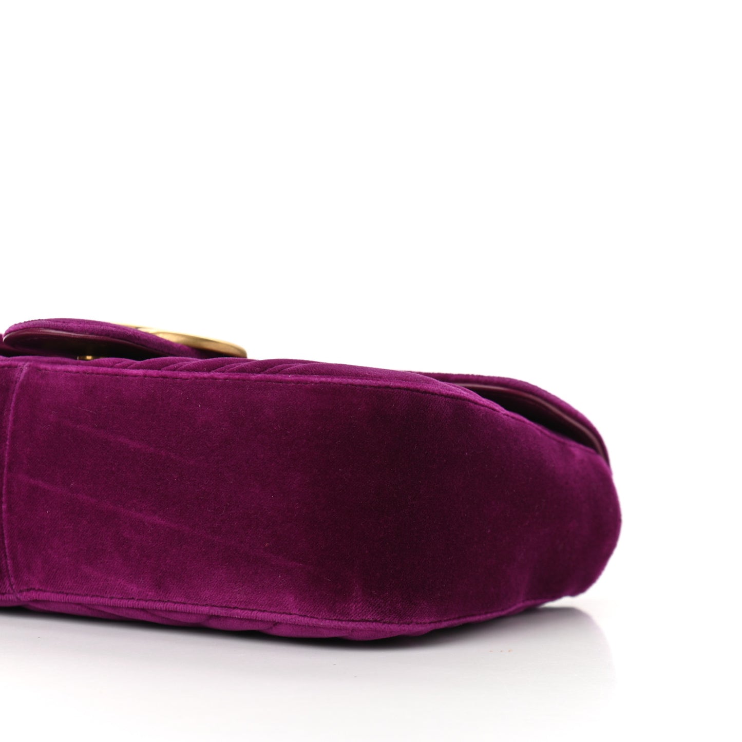 Velvet Matelasse Small GG Marmont Shoulder Bag Fuchsia Violet Cyclamen