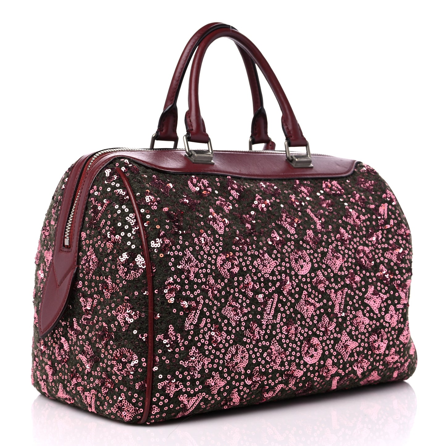 Sequin Monogram Sunshine Express Speedy Burgundy