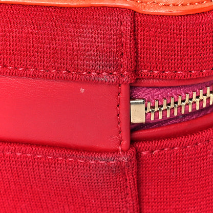 Chanel Jersey Quilted Small CC Filigree Vanity Case Pink Red Orange 11 of 14
