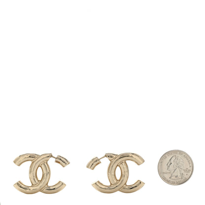 Chanel Metal Large CC Earrings Light Gold 2 of 4