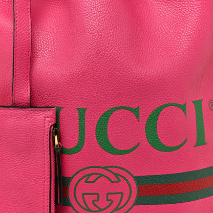 Gucci Grained Calfskin Logo Drawstring Backpack Box Pink Green Black 10 of 13