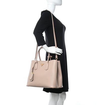 Prada Saffiano Cuir Large Double Bag Cammeo Rosa 2 of 11