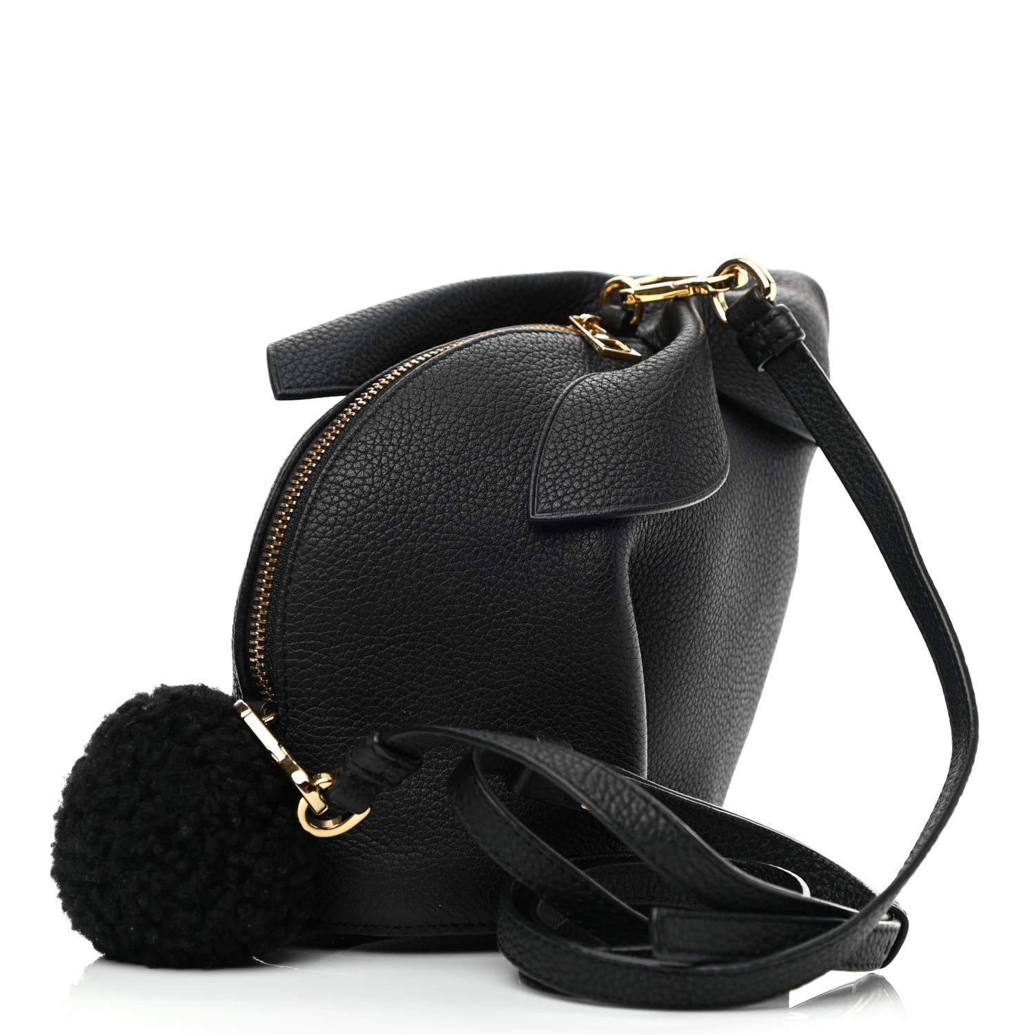 Loewe Calfskin Shearling Mini Bunny Crossbody Bag Black 3 of 9