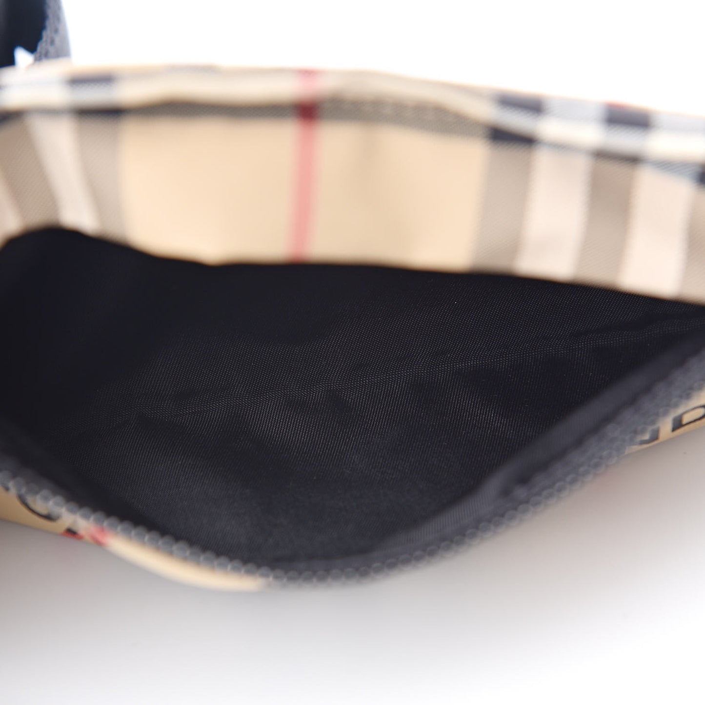 Nylon Vintage Check Print Logo Wristlet Archive Beige