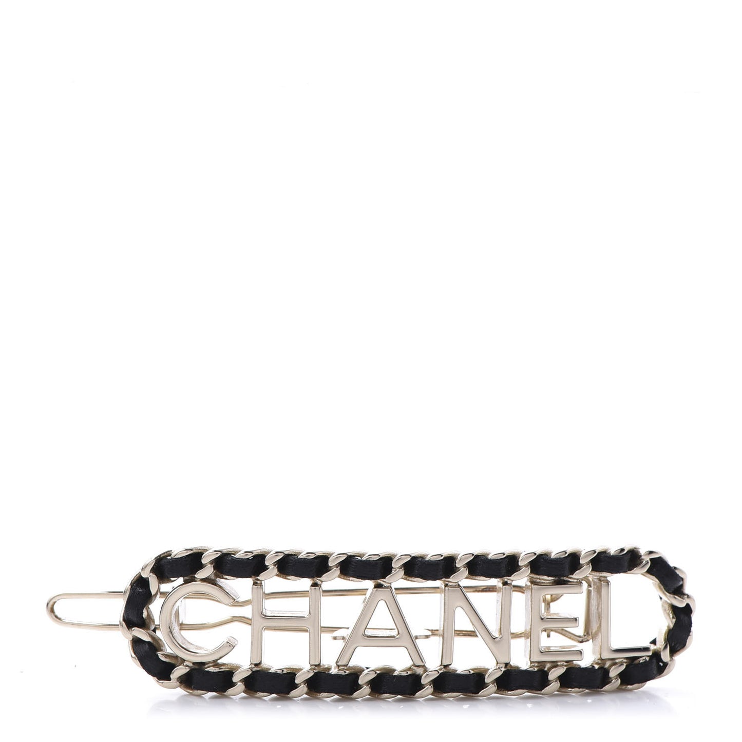 Metal Lambskin Vintage Allure Logo Hair Clip Black Gold