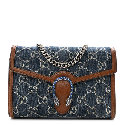 Gucci New Denim GG Monogram Dollar Calfskin Enamel Mini Dionysus Chain Wallet Blue Tea Cuir Epilog Electric Blue 1 of 10