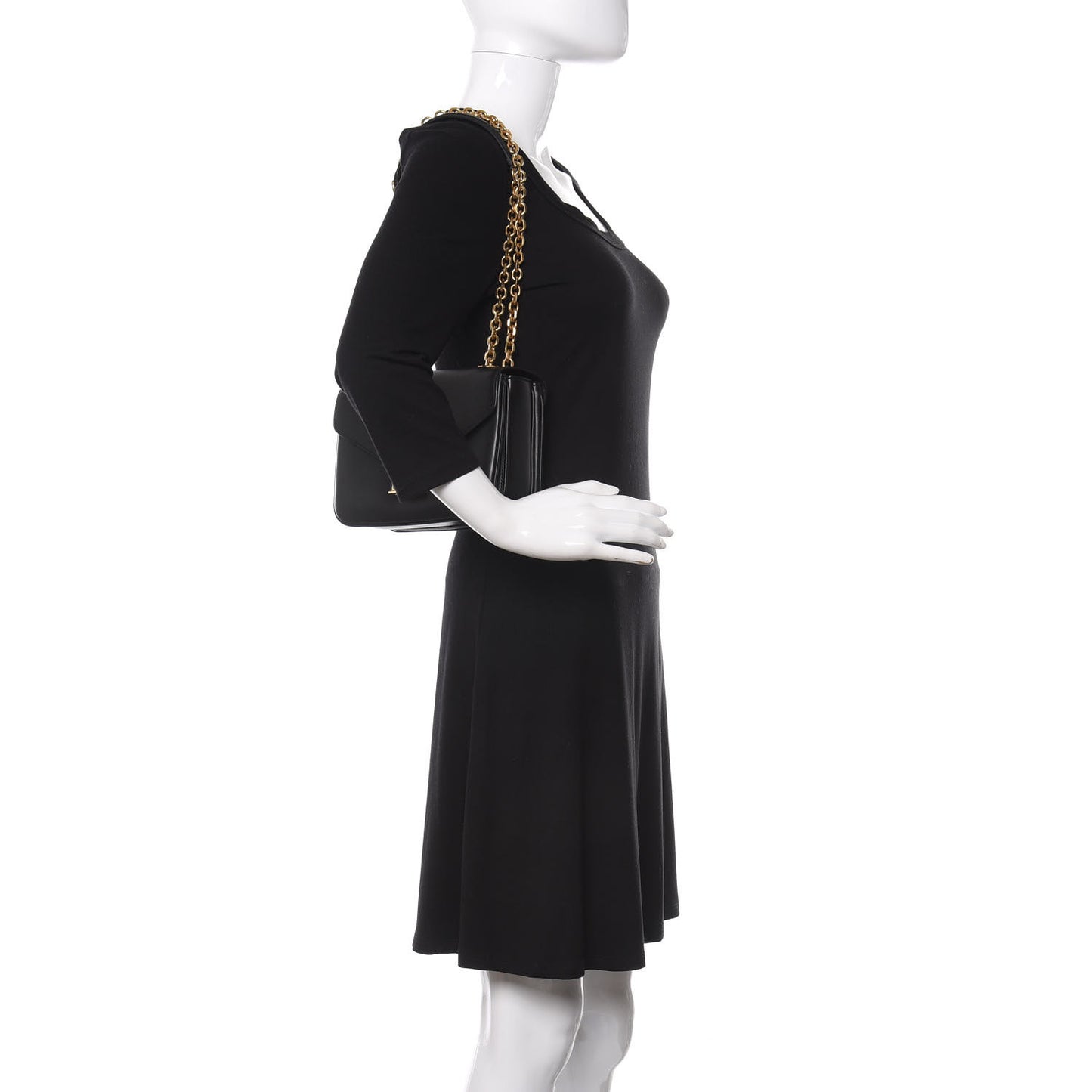 Shiny Calfskin Medium C Bag Black