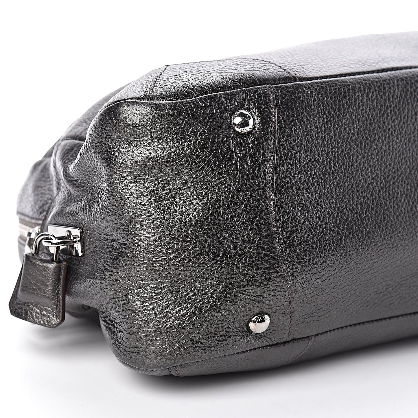 Metallic Cervo Dome Satchel Dark Grey