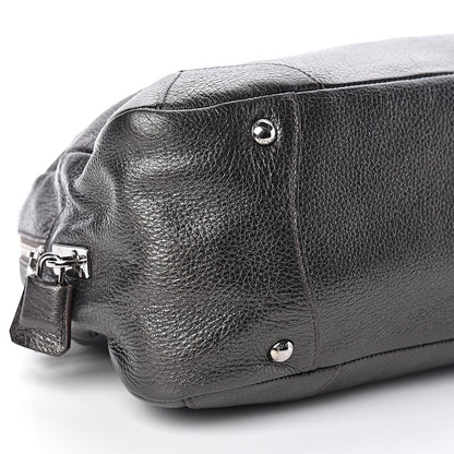 Prada Metallic Cervo Dome Satchel Dark Grey 9 of 10