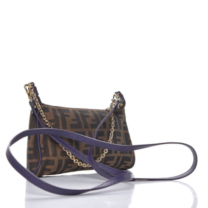 Fendi Zucca Vitello Elite Mini Pouch Crossbody Tobacco Viola 3 of 7