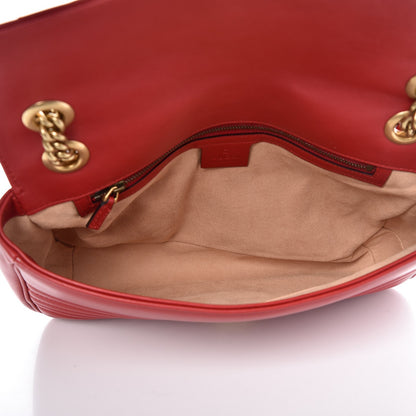 Gucci Calfskin Matelasse Medium GG Marmont Shoulder Bag Hibiscus Red 5 of 7