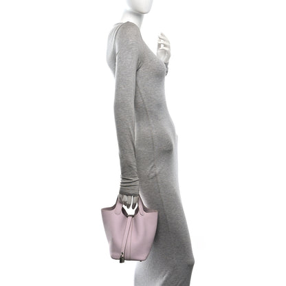 Hermes Taurillon Clemence Picotin Lock 18 PM Mauve Pale 2 of 10