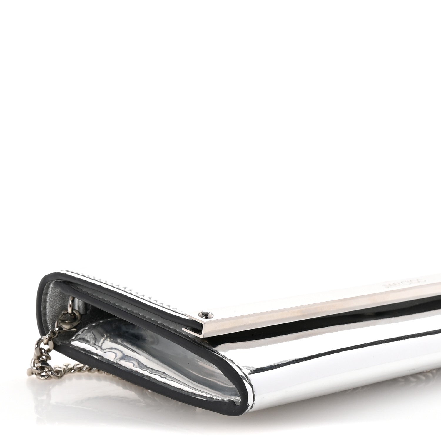 Jimmy Choo Metallic Patent Milla Wallet on Chain Silver 4 of 11