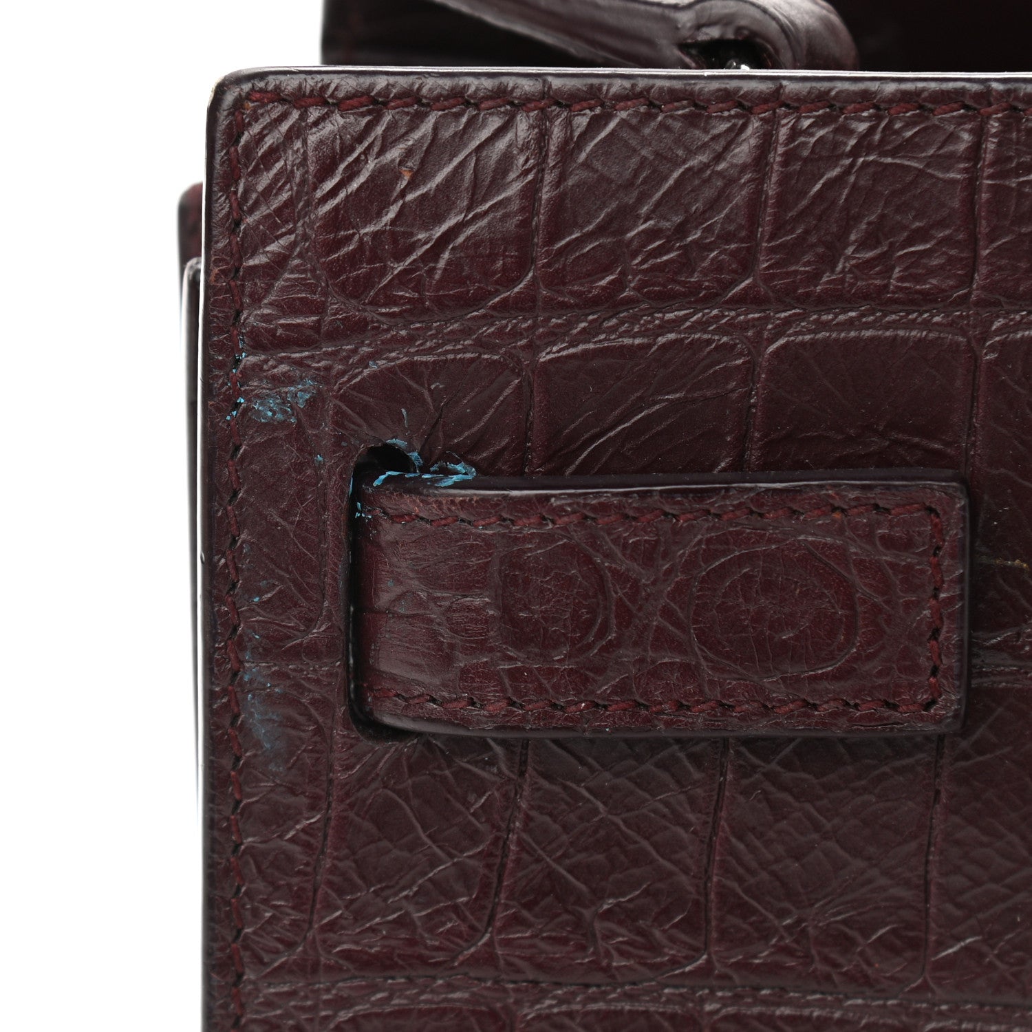 Saint Laurent Calfskin Crocodile Embossed Nano Sac De Jour Bordeaux 12 of 13