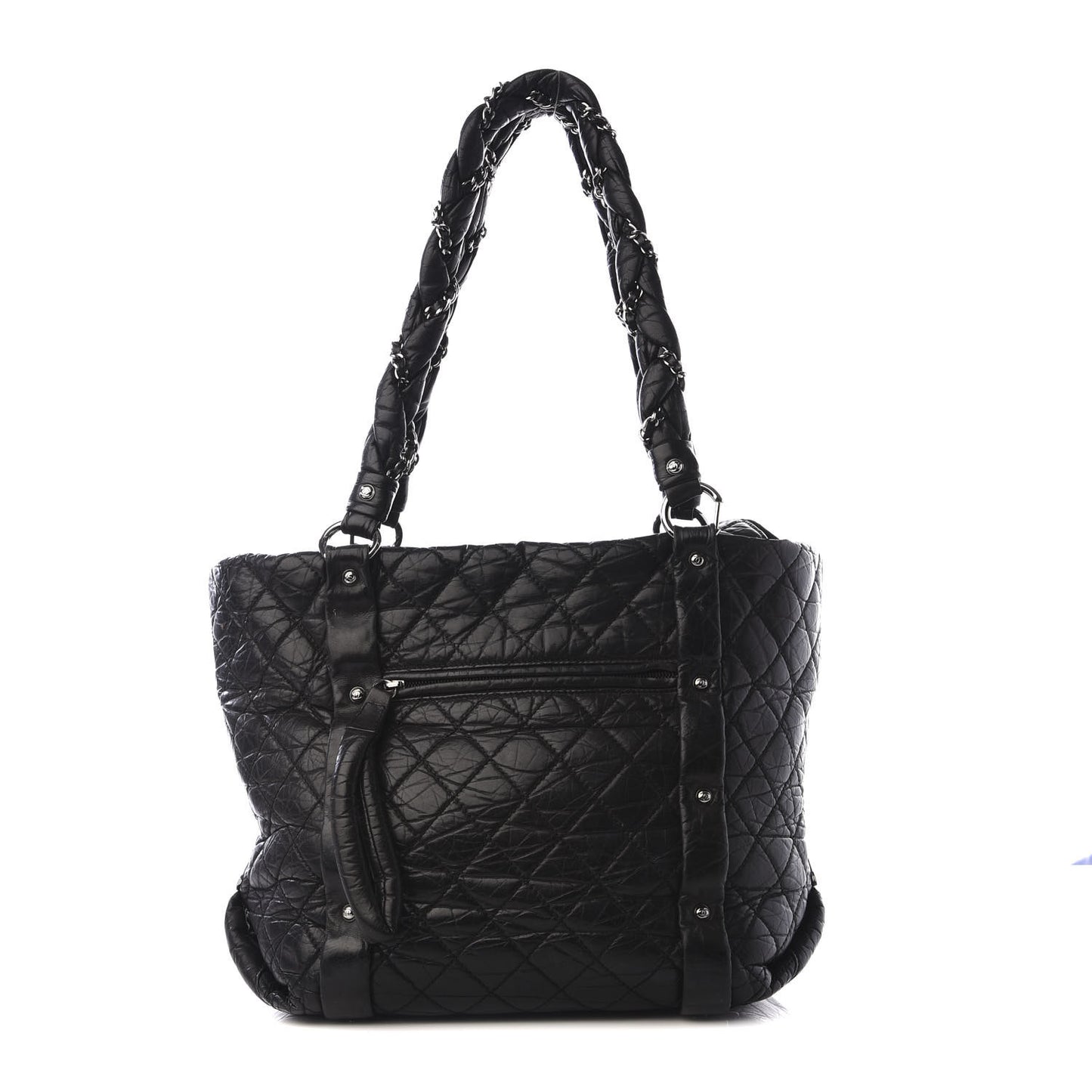 Aged Calfskin Vintage Ligne Lady Braid Tote Black