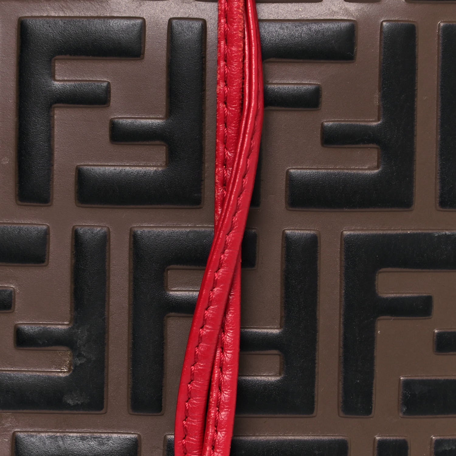 Fendi Vitello Grace F is Fendi Bi-Color FF 1974 Embossed Grande Mon Tresor Bucket Bag Maya Black Fragola 7 of 11