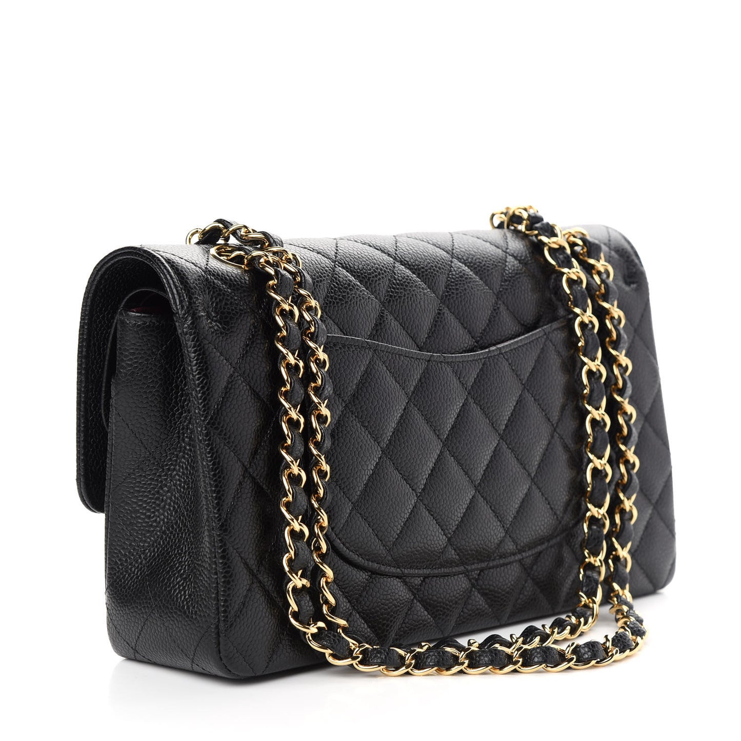 Caviar Quilted Medium Double Flap Black