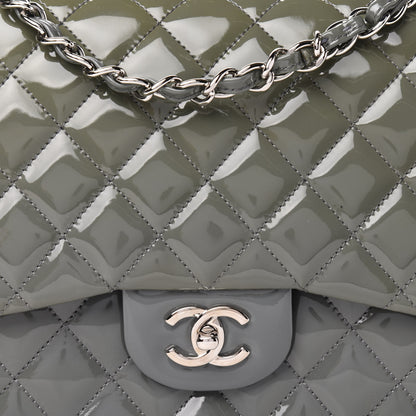 Chanel Patent Quilted Jumbo Single Flap Grey 11 of 12