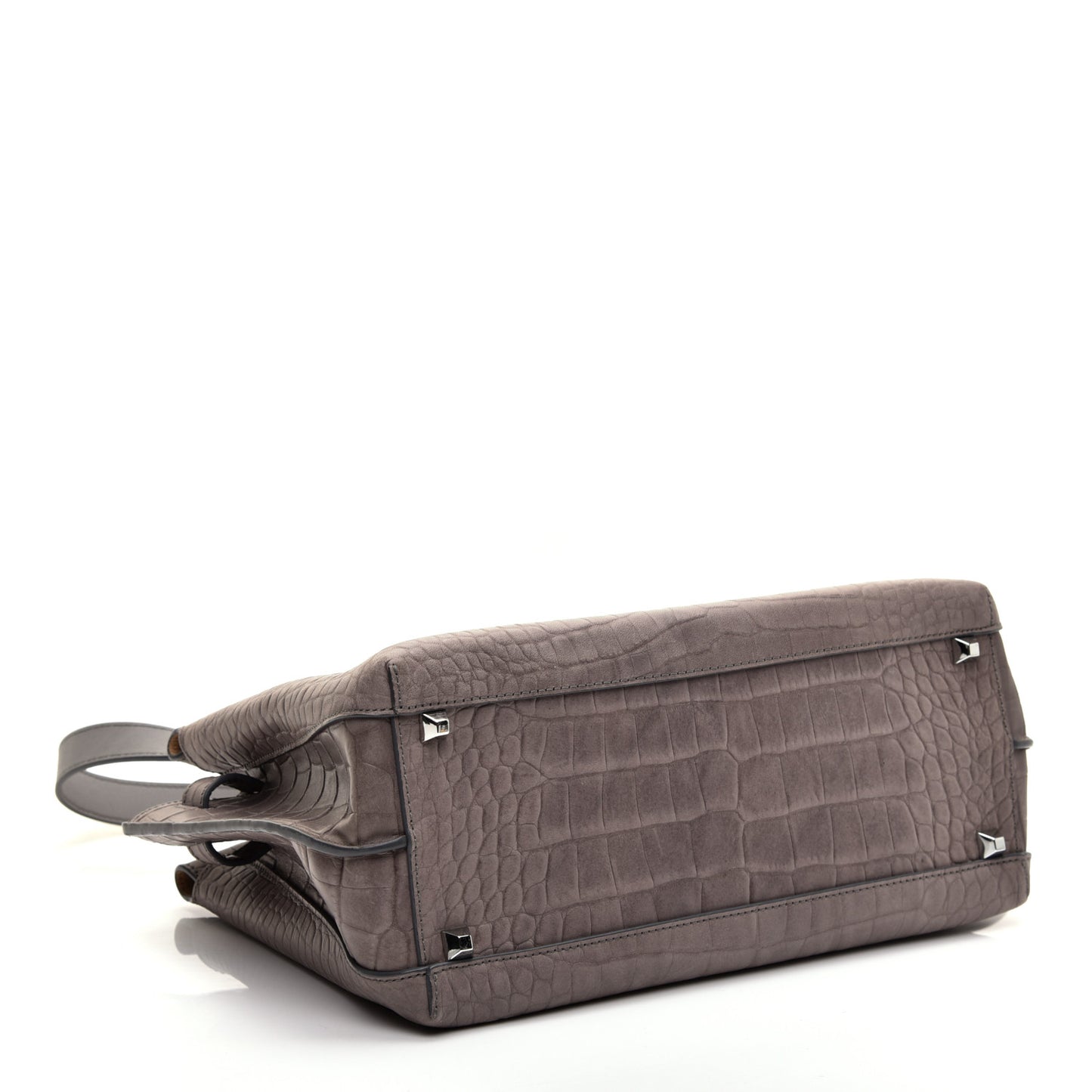 Calfskin Crocodile Embossed Medium Milla Tote Grey