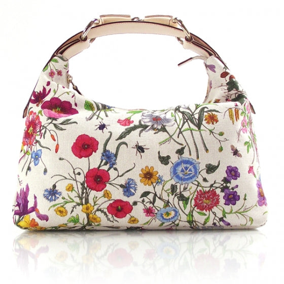 Gucci Canvas Flower Large Horsebit Hobo 1 of 10