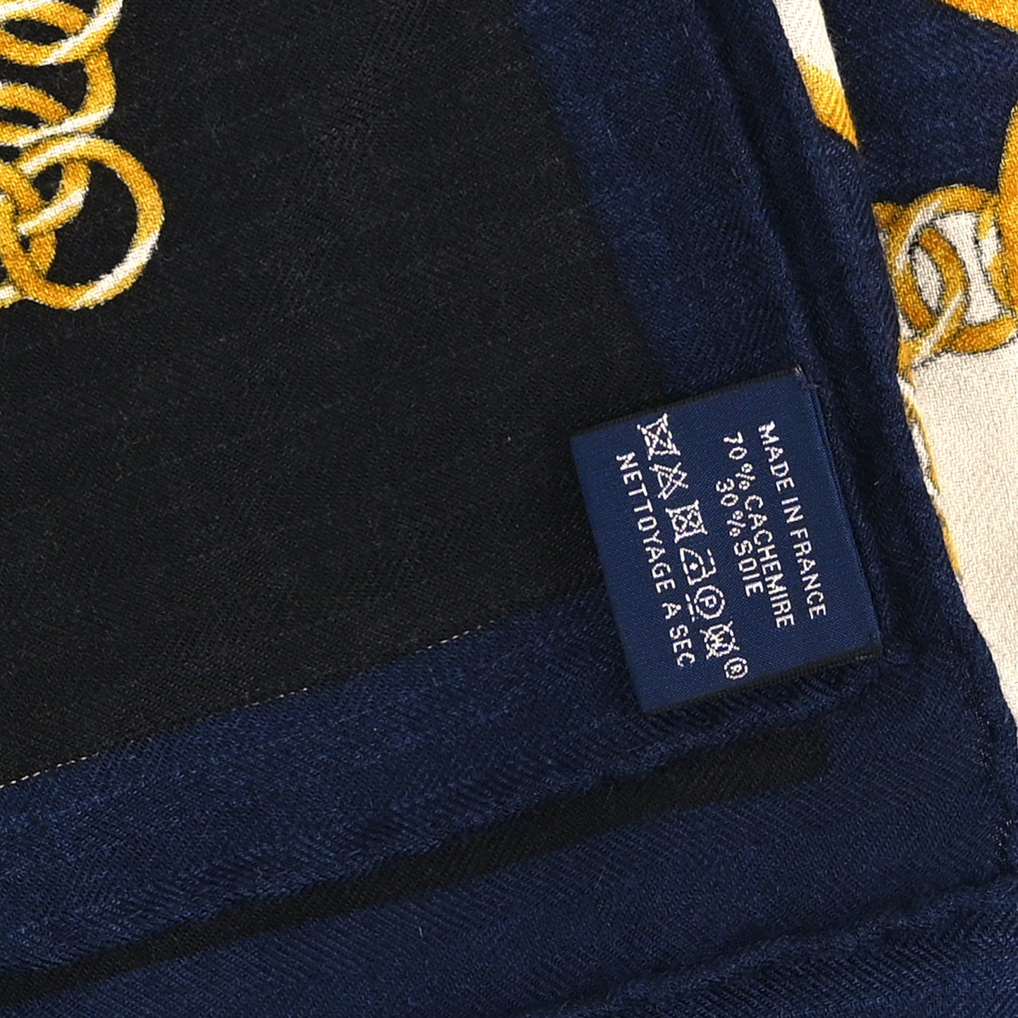 Cashmere Silk Parcours Sans Faute Shawl 140 Marine White Gold